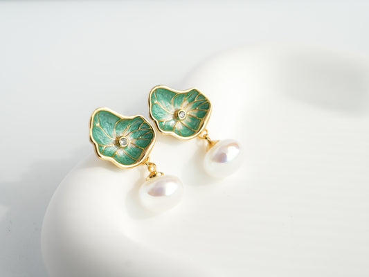 Retro Lotus Leaf Studs